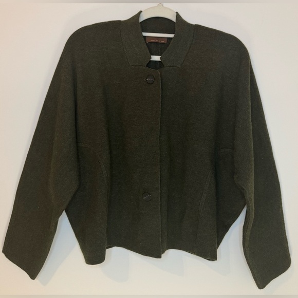 NEW Kerisma Viscose/Angora Blend Olive Green Dolman Sleeve Cardigan Size M/L - Picture 1 of 8
